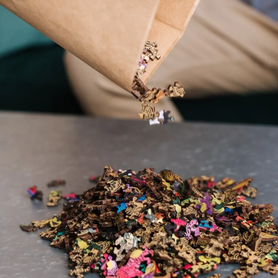 Puzzle drewniane 1000 el. Kolorowy kot