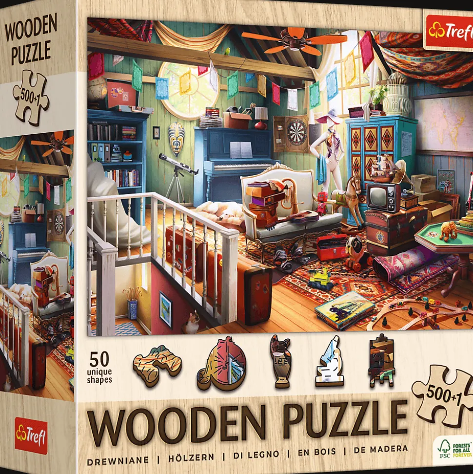 Puzzle drewniane 501 el. Skarby na strychu