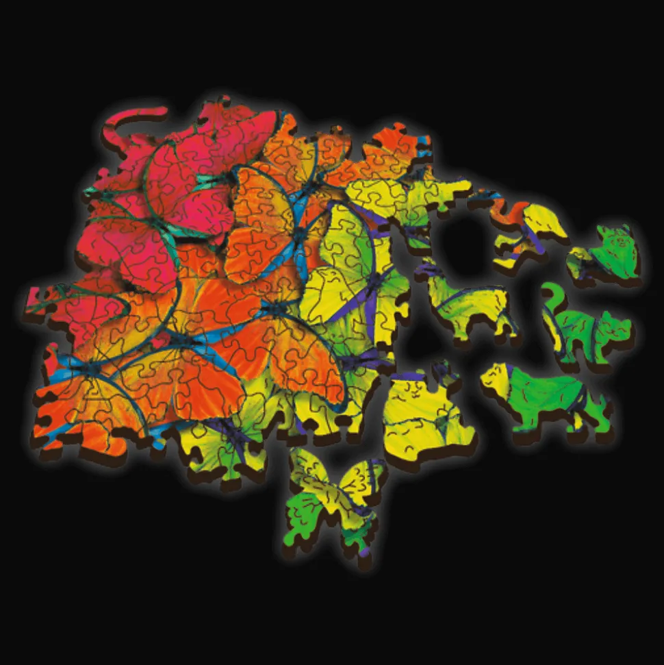 Puzzle drewniane 501 el. Tęczowe motyle