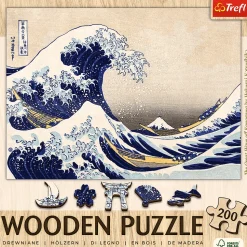 Puzzle drewniane 200 el. Wielka Fala w Kanagawie, Hokusai Katsushika