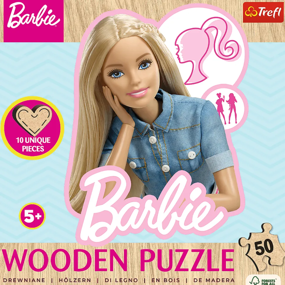 Puzzle drewniane Barbie 50 el. Ulubiona modna Barbie