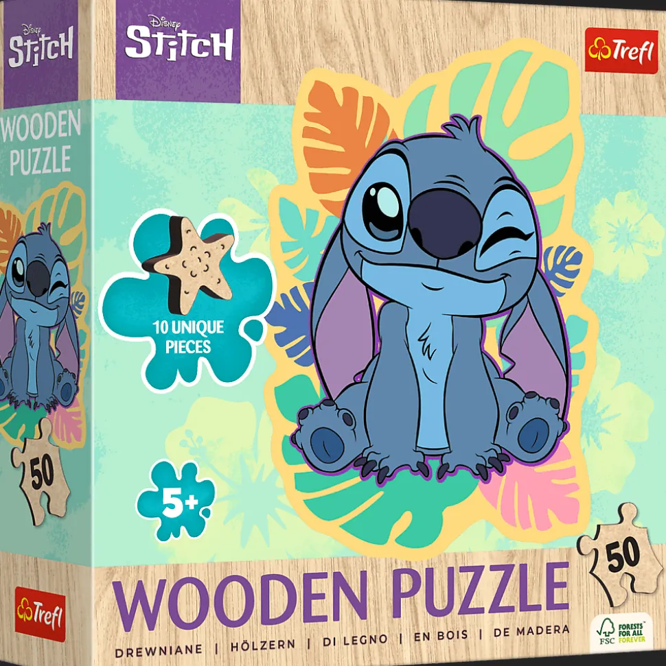 Puzzle drewniane Lilo & Stitch 50 el. Wesoły Stitch
