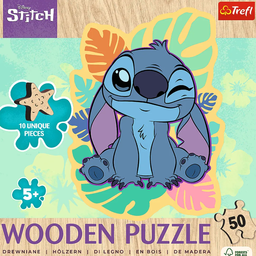 Puzzle drewniane Lilo & Stitch 50 el. Wesoły Stitch