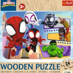 Puzzle drewniane Marvel 24 el. Odważny Spiday i przyjaciele