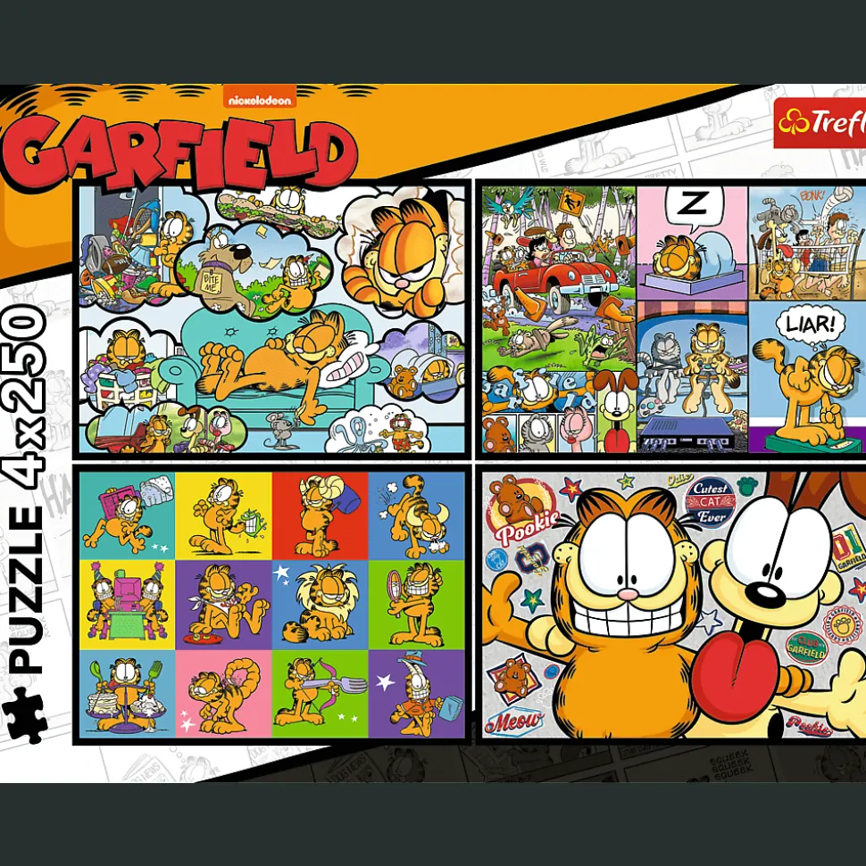 Puzzle Garfield 4 x 250 el. Garfield nie lubi poniedziałków