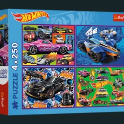 Puzzle Hot Wheels 4 x 250 el. Wyścigowe auta
