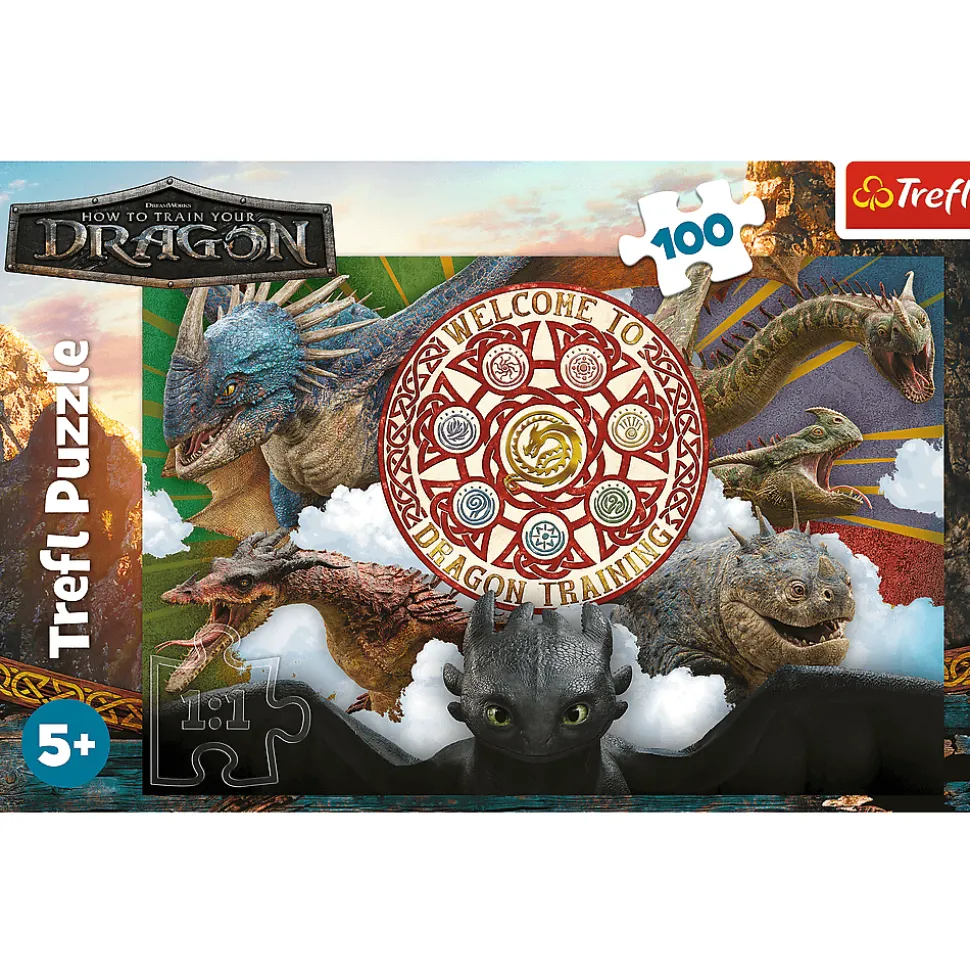 Puzzle Jak wytresować smoka 100 el. Smoki w akcji