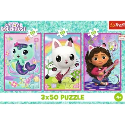 Puzzle Koci Domek Gabi 3 x 50 el. Poznajcie Gabby i kotki