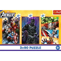Puzzle Marvel 3 x 80 el. Dni pełne akcji