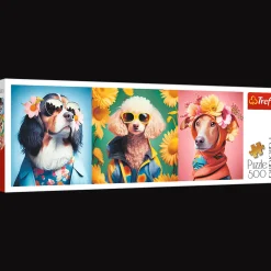 Puzzle panoramiczne 500 el. Pokaz mody - psia edycja