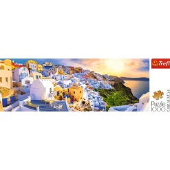 Puzzle panoramiczne 1000 el. Zachód słońca na Santorini, Grecja