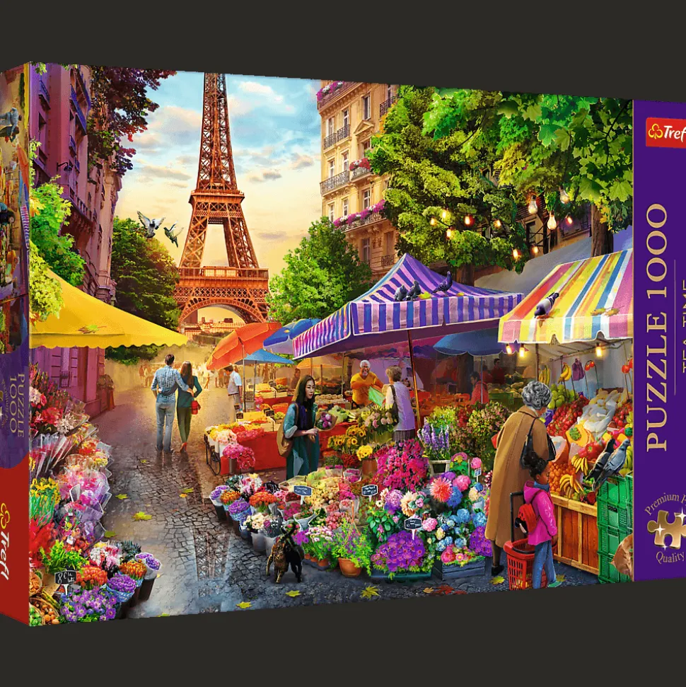 Puzzle Premium Plus Quality 1000 el. Tea Time: Targ kwiatowy, Paryż