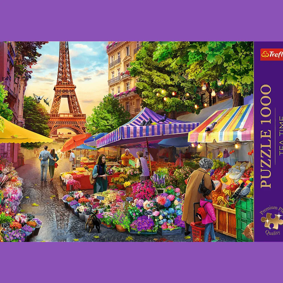 Puzzle Premium Plus Quality 1000 el. Tea Time: Targ kwiatowy, Paryż