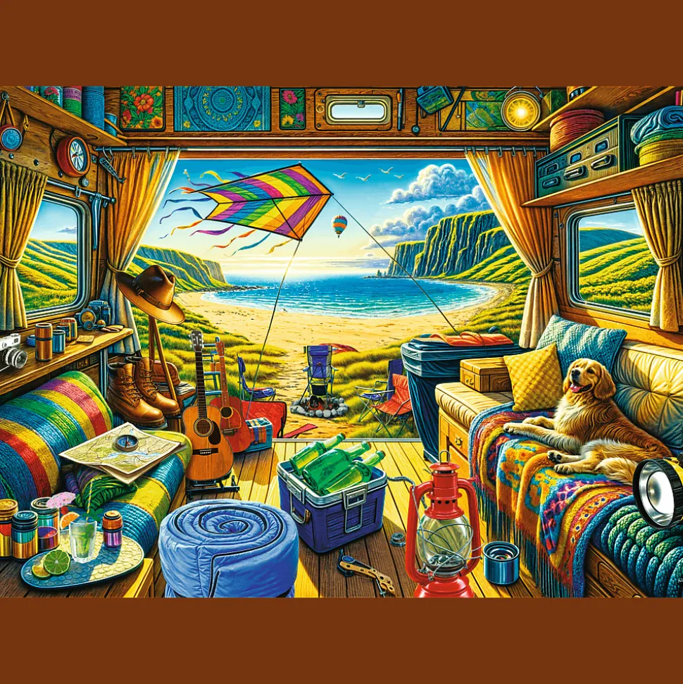 Puzzle Premium Plus Quality 1000 el. Tea Time: Kamperem w podróży