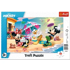 Puzzle ramkowe Myszka Miki 15 el. Zabawy na plaży