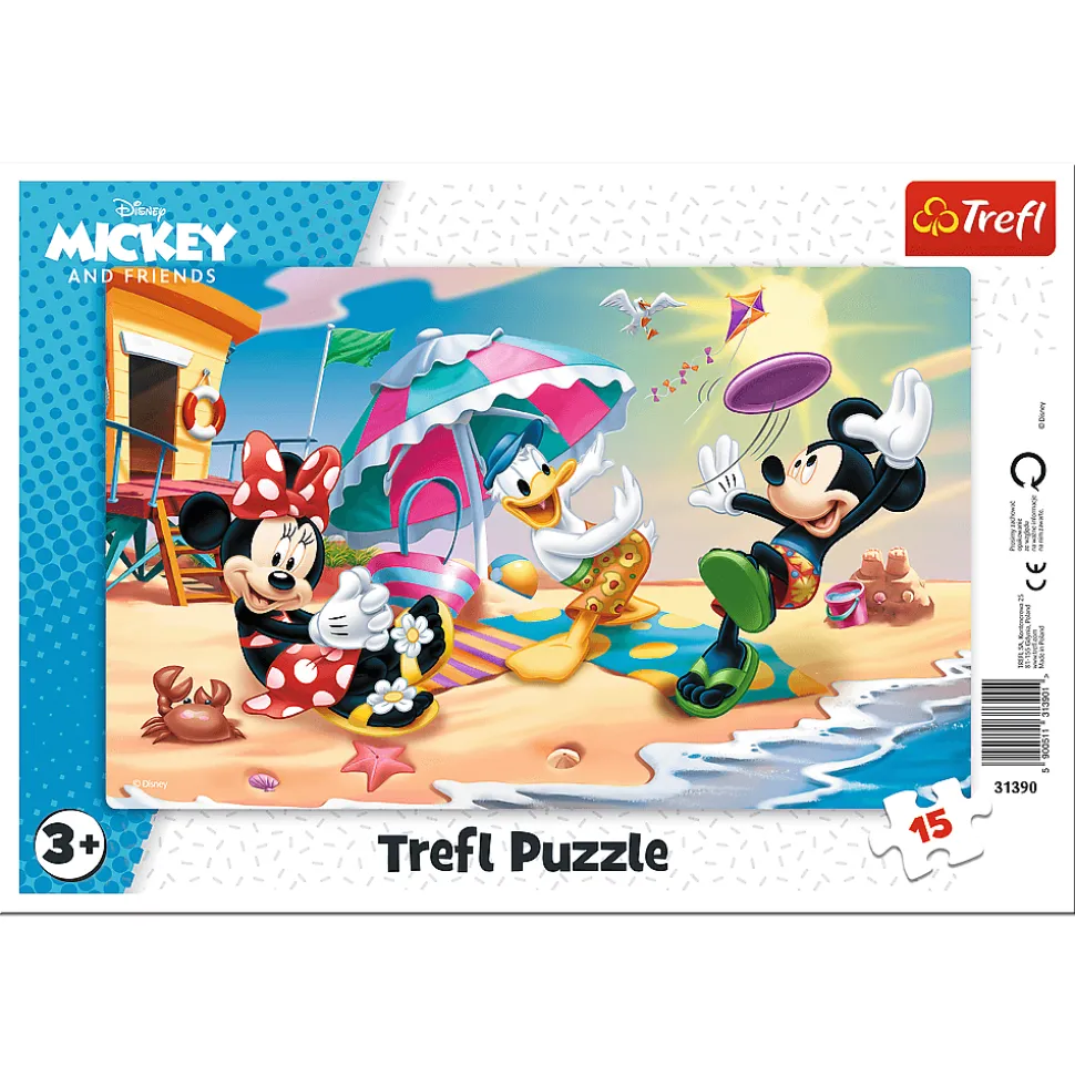 Puzzle ramkowe Myszka Miki 15 el. Zabawy na plaży