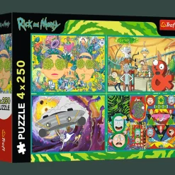 Puzzle Rick i Morty 4 x 250 el. Zakręcony świat Ricka i Morty'ego
