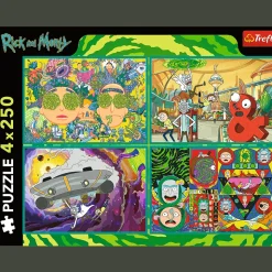 Puzzle Rick i Morty 4 x 250 el. Zakręcony świat Ricka i Morty'ego