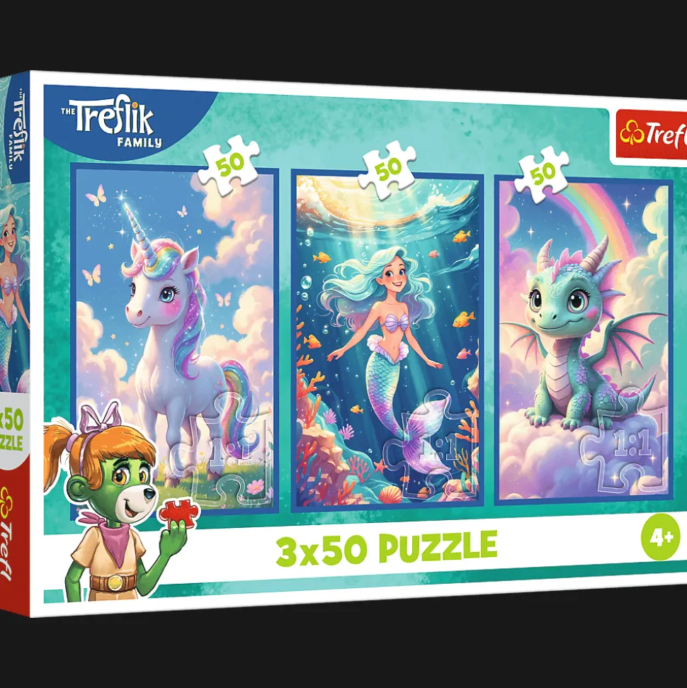 Puzzle Rodzina Treflików 3 x 50 el. Razem w kolorowym świecie