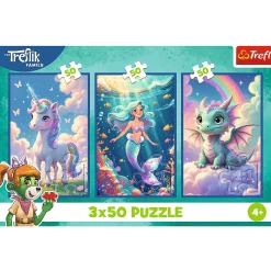 Puzzle Rodzina Treflików 3 x 50 el. Razem w kolorowym świecie