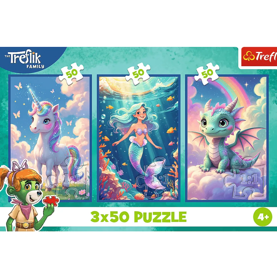 Puzzle Rodzina Treflików 3 x 50 el. Razem w kolorowym świecie