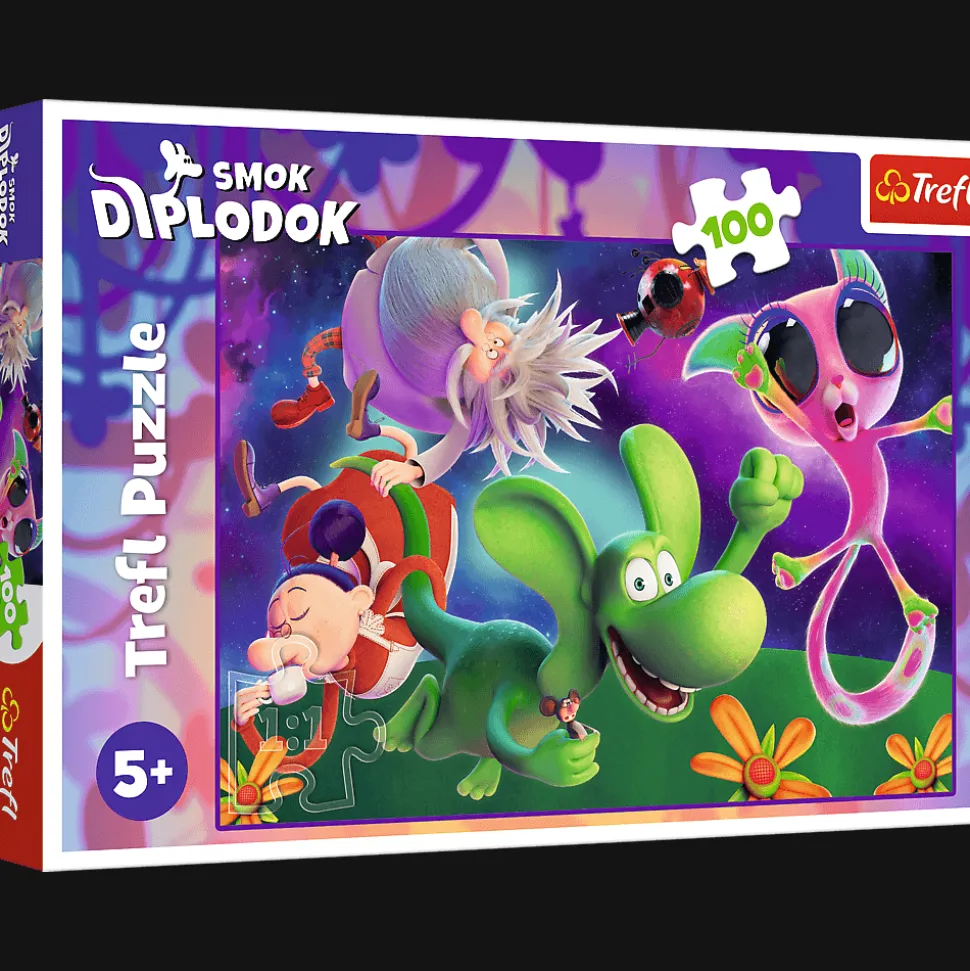 Puzzle Smok Diplodok 100 el. Smok Diplodok i przyjaciele