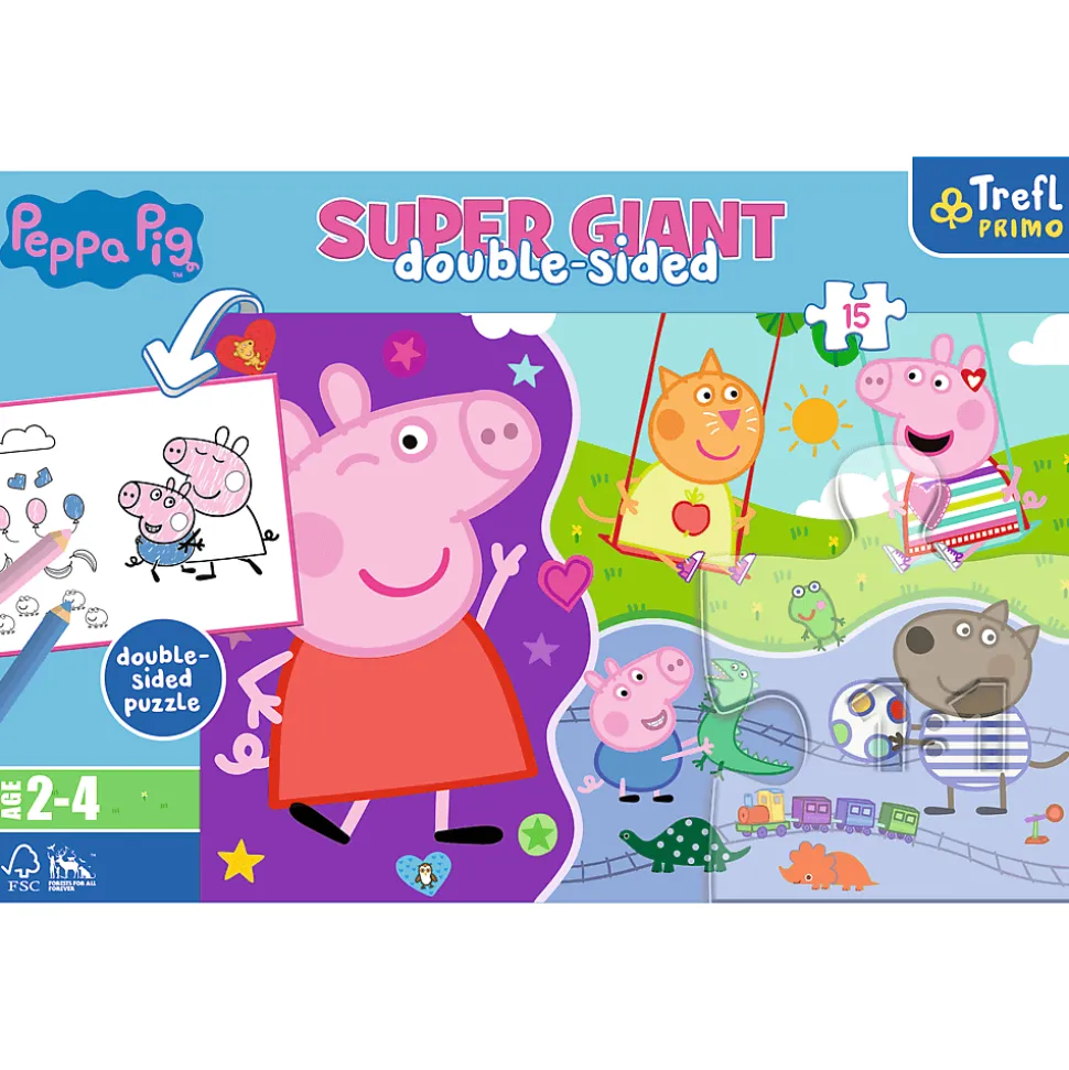 Puzzle Super Giant Świnka Peppa 15 el. Poznaj wesołą Świnkę Peppę