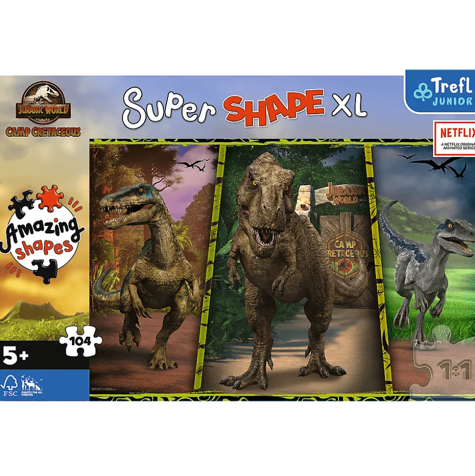 Puzzle Super Shape XL Jurassic World 104 el. Kolorowe dinozaury