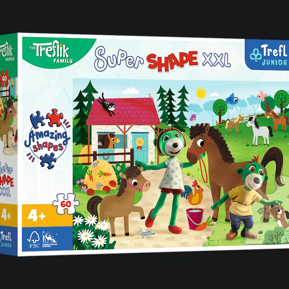Puzzle Super Shape XXL Rodzina Treflików 60 el. Trefliki w stadninie koni
