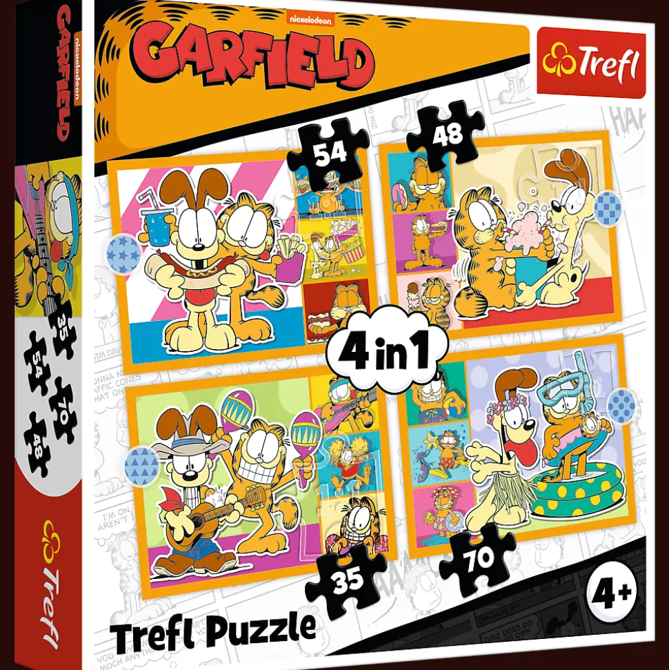 Puzzle 4w1 - Garfield kocha lazanię