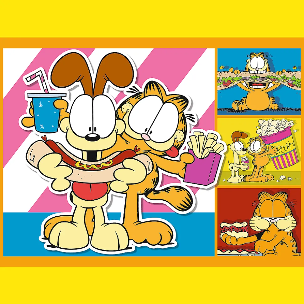 Puzzle 4w1 - Garfield kocha lazanię