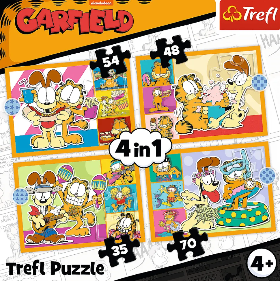 Puzzle 4w1 - Garfield kocha lazanię