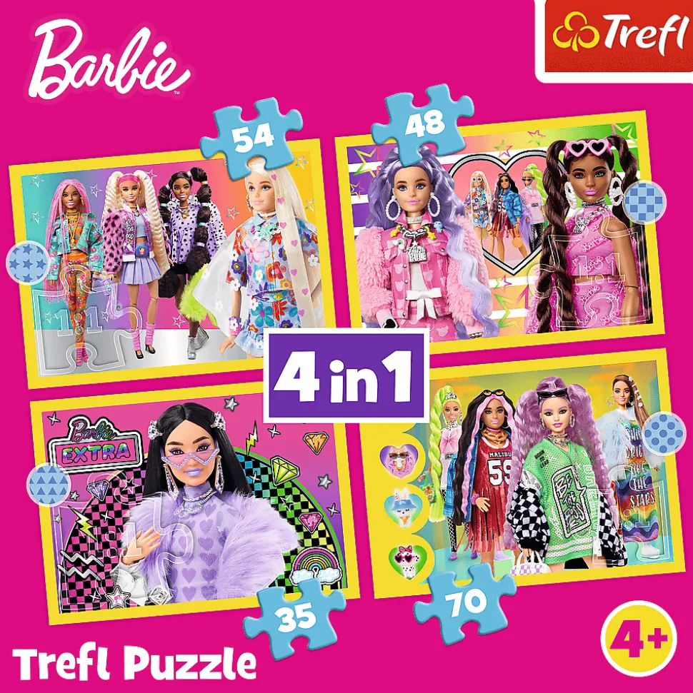 Puzzle 4w1 Barbie Wesoły świat Barbie