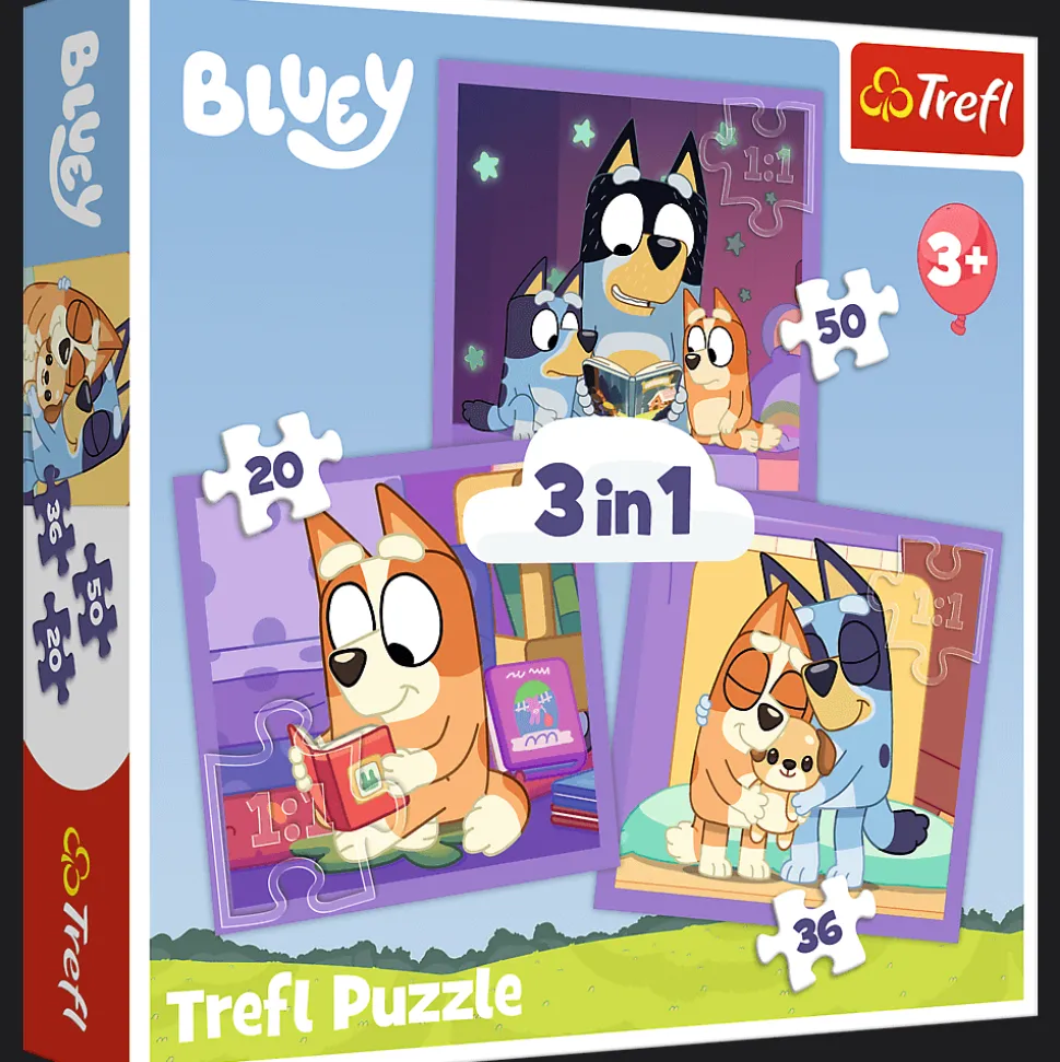 Puzzle 3w1 Bluey, Poznaj Bluey
