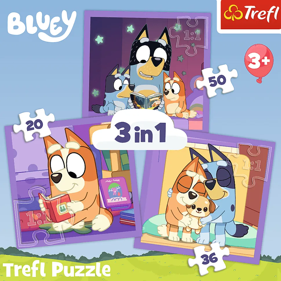 Puzzle 3w1 Bluey, Poznaj Bluey