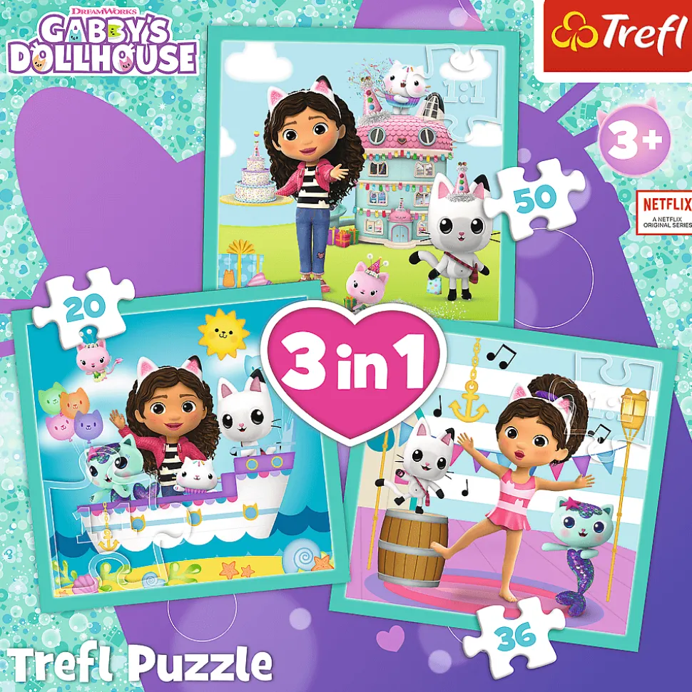 Puzzle 3w1 Gabby's Dollhouse, Aktywności Gabby