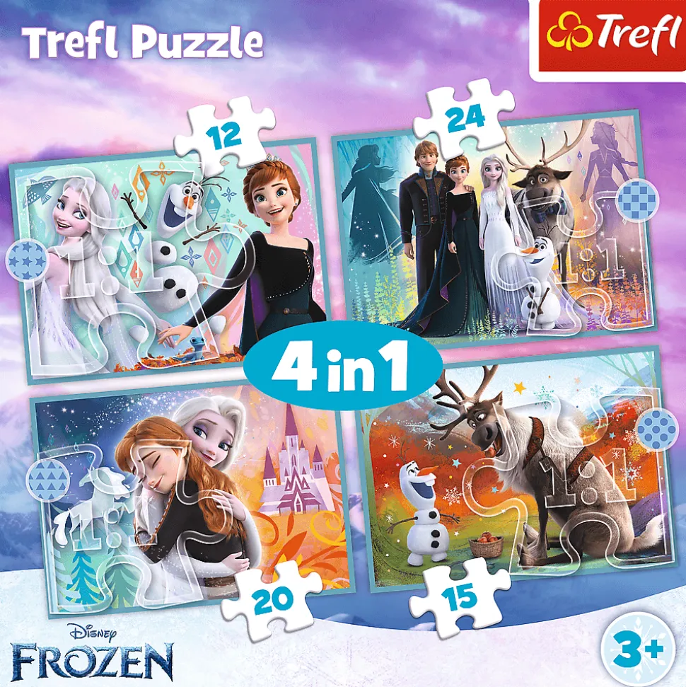 Puzzle 4w1 Kraina Lodu Niezwykły świat Frozen