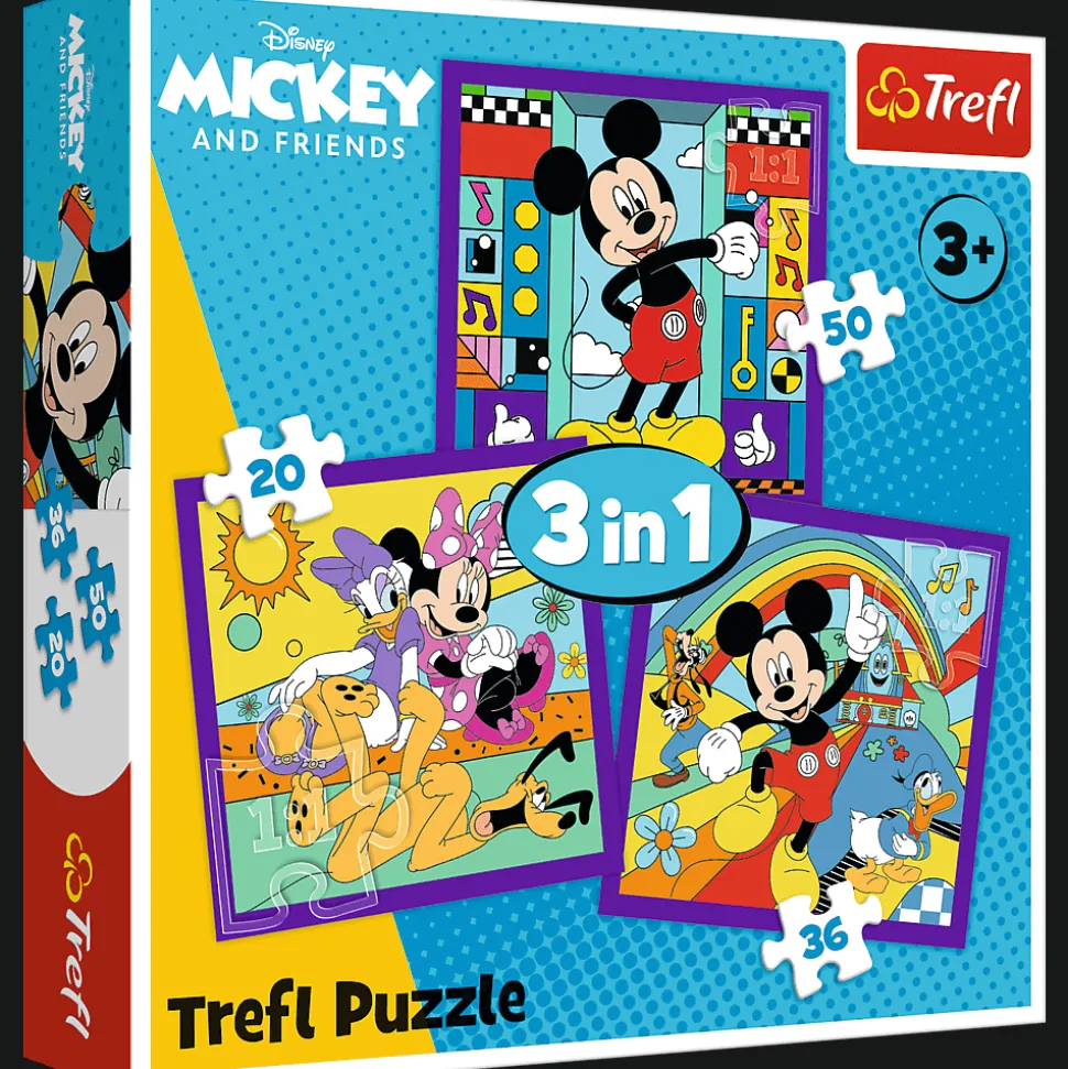 Puzzle 3w1 Mickey Mouse and Friends, Miki i jego wesoła ekipa