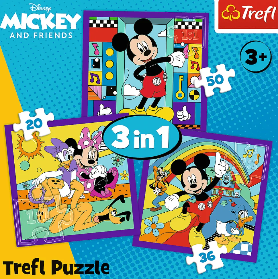 Puzzle 3w1 Mickey Mouse and Friends, Miki i jego wesoła ekipa