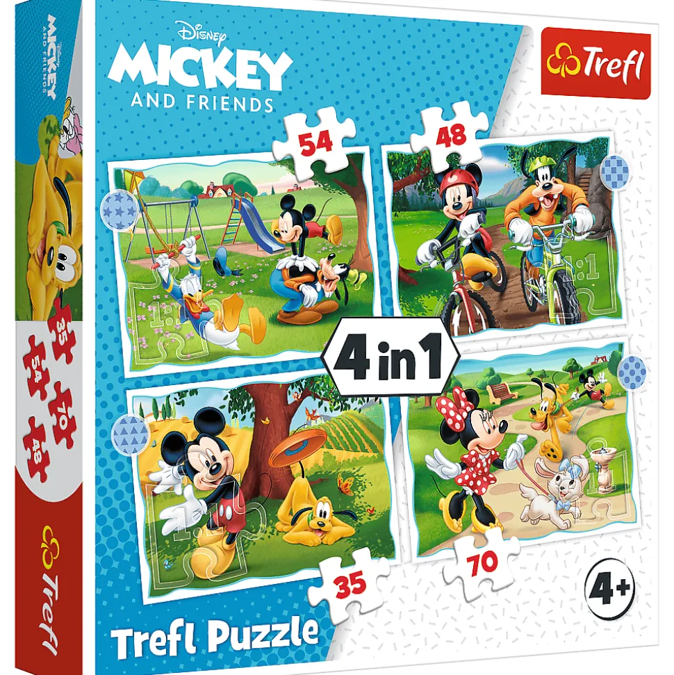 Puzzle 4w1 Myszka Miki Fajny dzień Mickiego