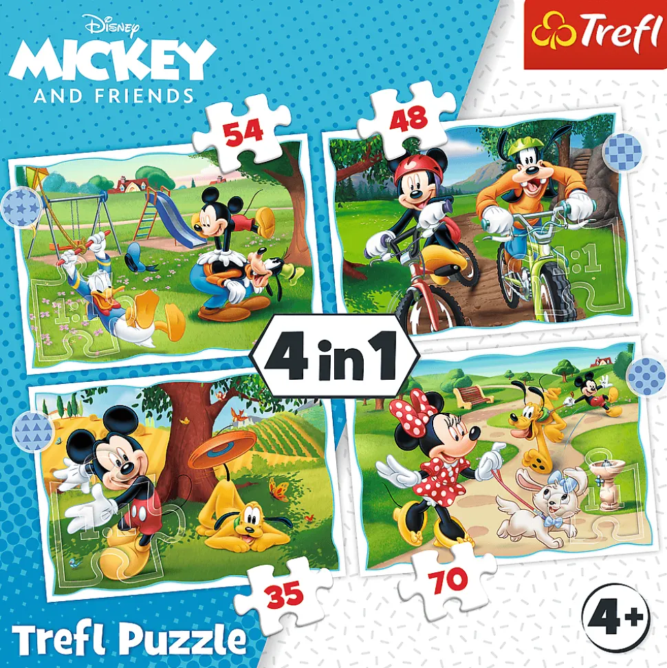 Puzzle 4w1 Myszka Miki Fajny dzień Mickiego