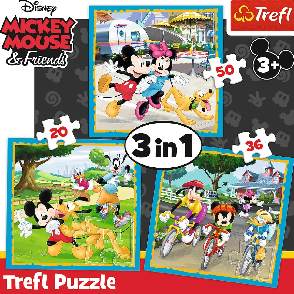 Puzzle 3w1 Myszka Miki z przyjaciółmi