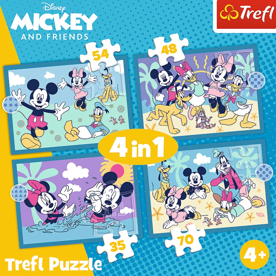 Puzzle 4w1 Myszka Miki, Zabawne zdarzenia Myszki Miki