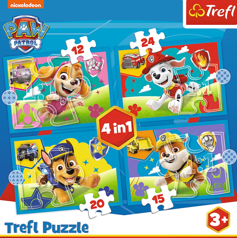 Puzzle 4w1 PAW Patrol, Biegnące Pieski