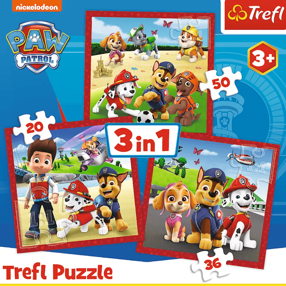 Puzzle 3w1 Psi Patrol Wesołe pieski Paw Patrol