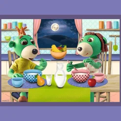 Puzzle 4w1 Rodzina Treflików Trefliki przed snem - Dobranoc, Trefliki na noc
