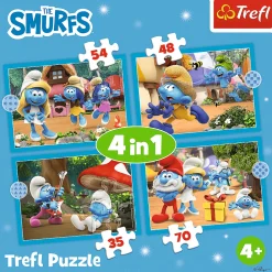 Puzzle 4w1 Smerfy, Wioska Smerfów
