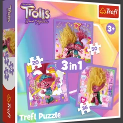 Puzzle 3w1 Trolls Poznaj wesołe Trolle
