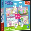 Puzzle 4w1 Świnka Peppa, Peppa uwielbia przygody