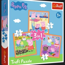 Puzzle 3w1 Świnka Peppa Pomysłowa Świnka Peppa